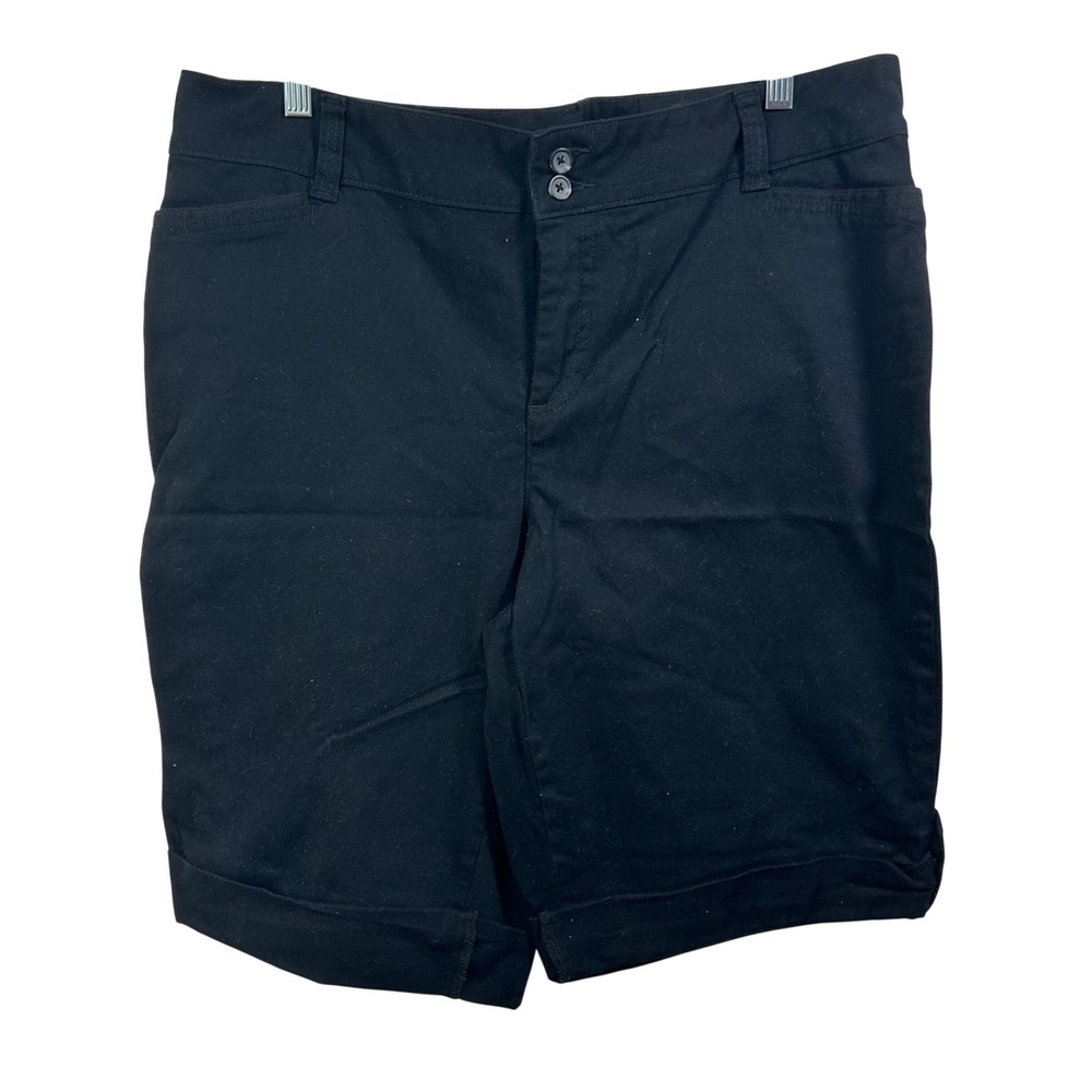 Charter Club Black Bermuda Shorts Womens 18 Cuffed Cotton Stretch Pant Shop